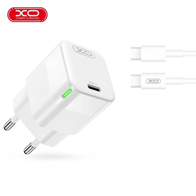 314454_oryg XO wall charger CE06 PD 30W 1x USB-C white + USB-C - USB-C cable