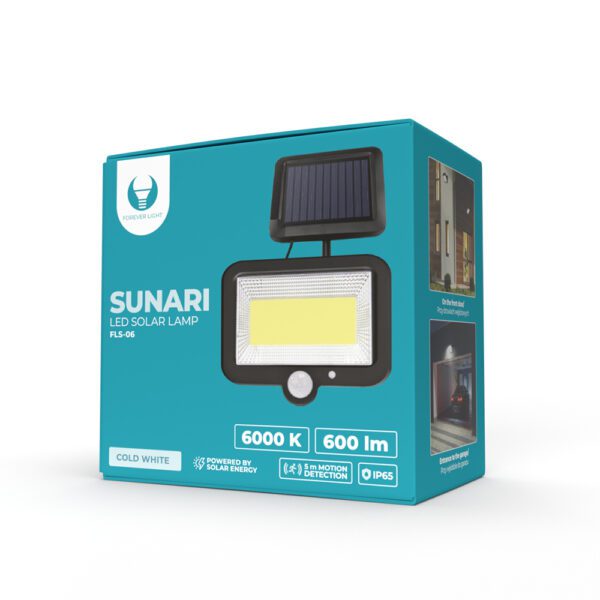 Forever Light Solar LED Lamp SUNARI FLS-06 COB PIR 8W 600lm 6000K 1800mAh Li-Ion