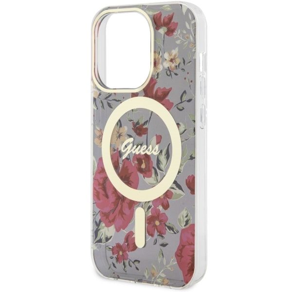 Compressed by jpeg-recompress Guess case for iPhone 14 Pro 6,1" GUHMP14LHCFWSA khaki hardcase Magsafe IML Flower