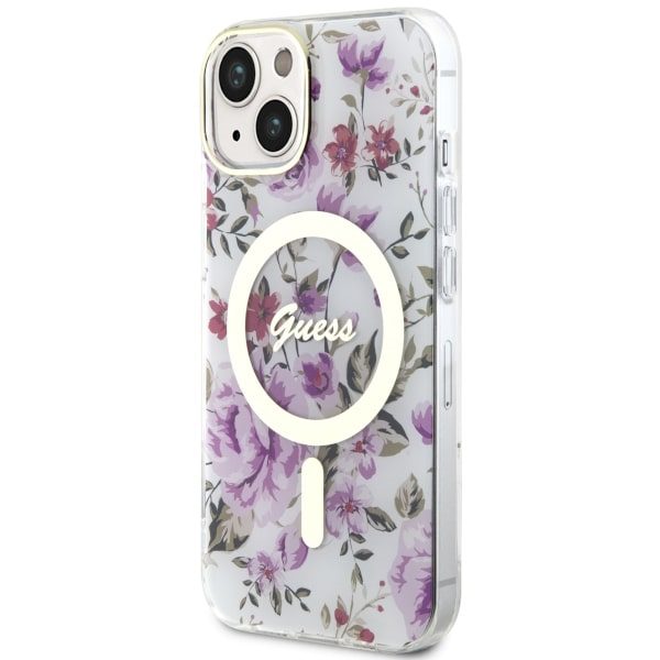 Compressed by jpeg-recompress Guess case for iPhone 14 6,1" GUHMP14SHCFWST transparent hardcase Magsafe IML Flower