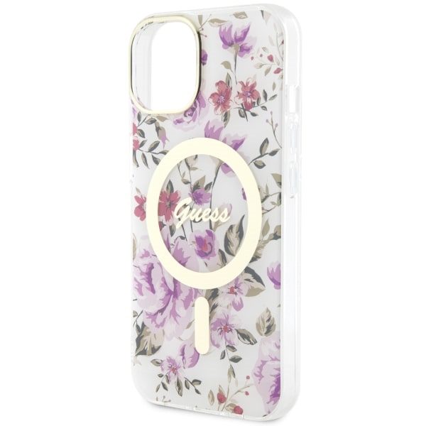 Compressed by jpeg-recompress Guess case for iPhone 14 6,1" GUHMP14SHCFWST transparent hardcase Magsafe IML Flower