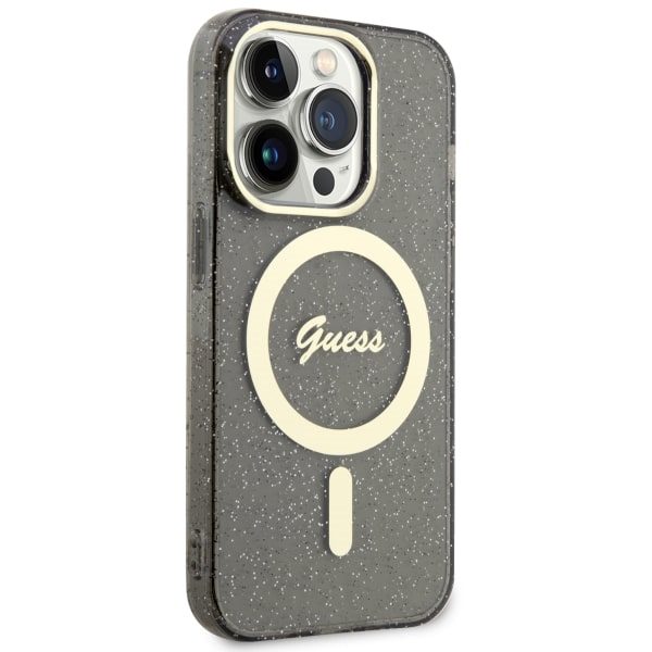 Guess case for iPhone 14 Pro Max 6,7" GUHMP14XHCMCGK black hardcase Magsafe IML Glitter Gold
