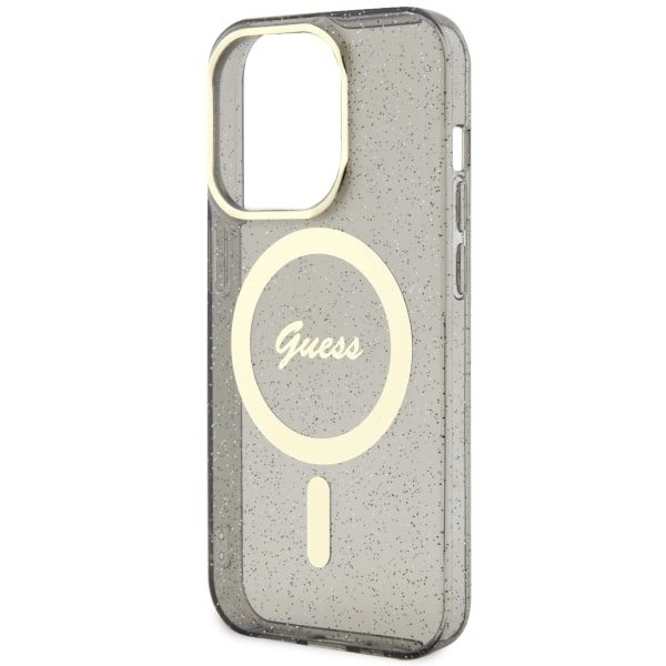 Guess case for iPhone 14 Pro Max 6,7" GUHMP14XHCMCGK black hardcase Magsafe IML Glitter Gold