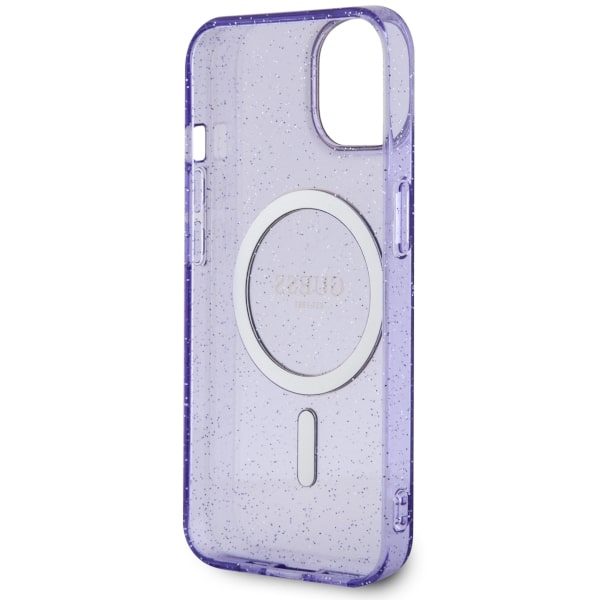 Compressed by jpeg-recompress Guess case for iPhone 14 6,1" GUHMP14SHCMCGU purple hardcase Magsafe IML Glitter Gold