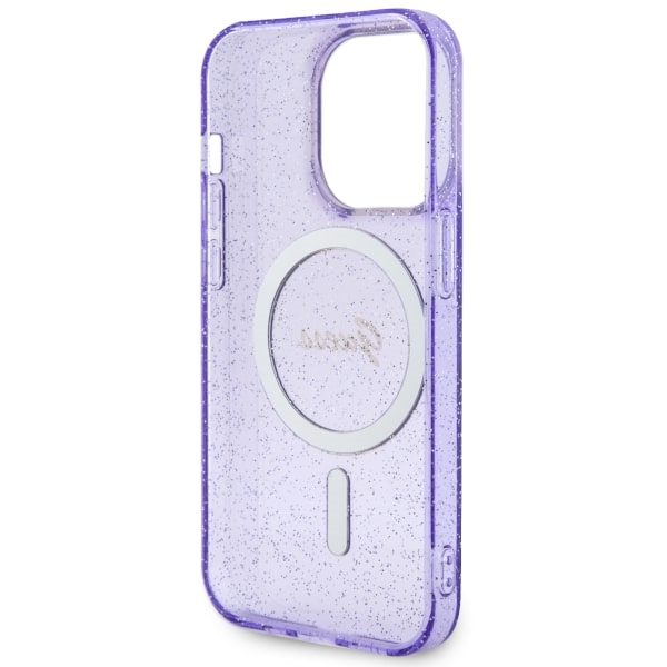 Compressed by jpeg-recompress Guess case for iPhone 14 Pro 6,1" GUHMP14LHCMCGU purple hardcase Magsafe IML Glitter Gold