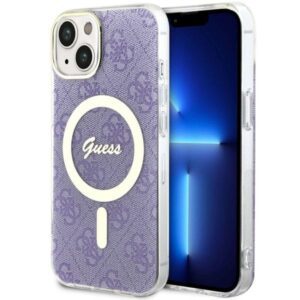 Guess case for iPhone 14 6,1" GUHMP14SH4STU purple hardcase Magsafe IML 4G