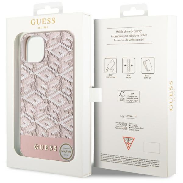 322343_oryg Guess case for iPhone 14 6,1" GUHMP14SHGCFSEP pink harcase Magsafe Gcube PU Stripes