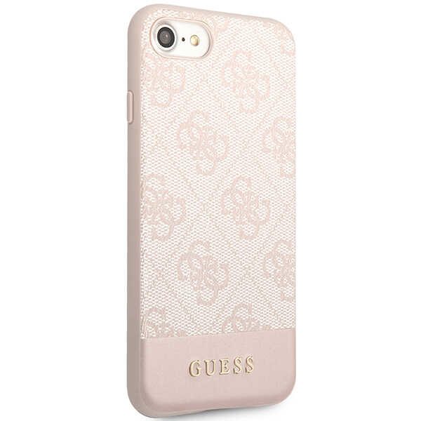 Guess case for iPhone 7 / 8 / SE GUHCI8G4GLPI pink HC PC/TPU 4G PU Bottom Stripe