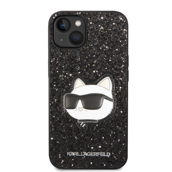Karl Lagerfeld case for iPhone 14 Plus 6,7" KLHCP14MG2CPK black hardcase Glitter Choupette Patch