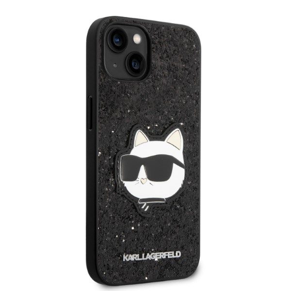 Karl Lagerfeld case for iPhone 14 Plus 6,7" KLHCP14MG2CPK black hardcase Glitter Choupette Patch