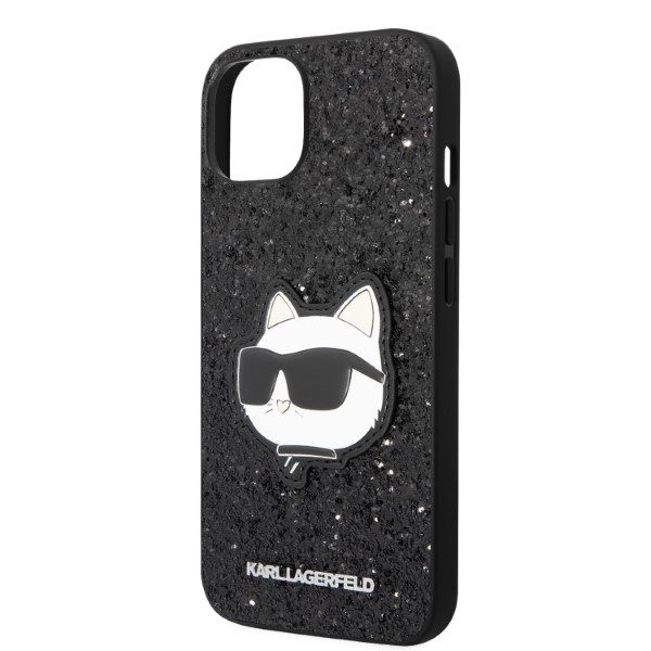 Karl Lagerfeld case for iPhone 14 Plus 6,7" KLHCP14MG2CPK black hardcase Glitter Choupette Patch