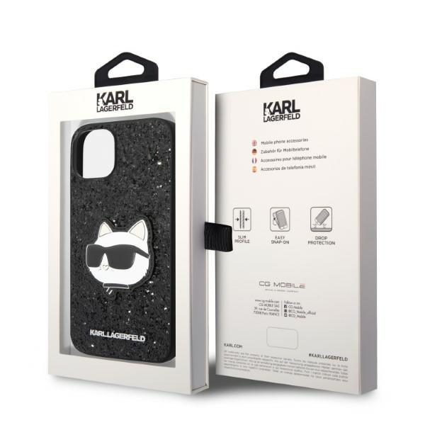 Karl Lagerfeld case for iPhone 14 Plus 6,7" KLHCP14MG2CPK black hardcase Glitter Choupette Patch