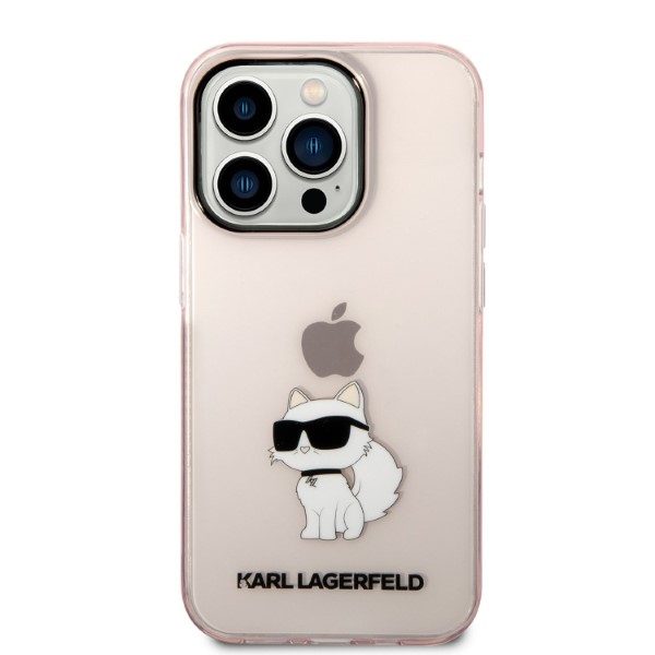 323963_oryg Karl Lagerfeld case for iPhone 14 Pro Max 6,7" KLHCP14XHNCHTCP pink hardcase Glitter Choupette Patch