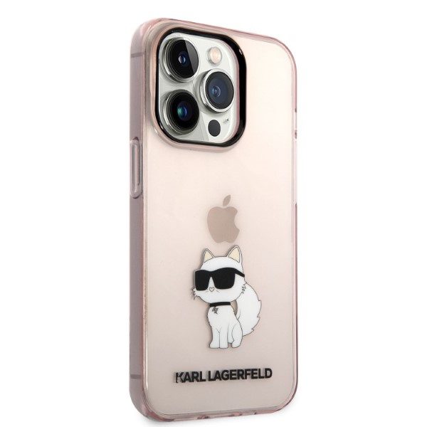 323964_oryg Karl Lagerfeld case for iPhone 14 Pro Max 6,7" KLHCP14XHNCHTCP pink hardcase Glitter Choupette Patch