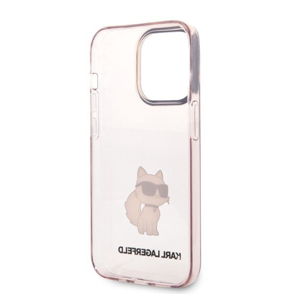 323967_oryg Karl Lagerfeld case for iPhone 14 Pro Max 6,7" KLHCP14XHNCHTCP pink hardcase Glitter Choupette Patch