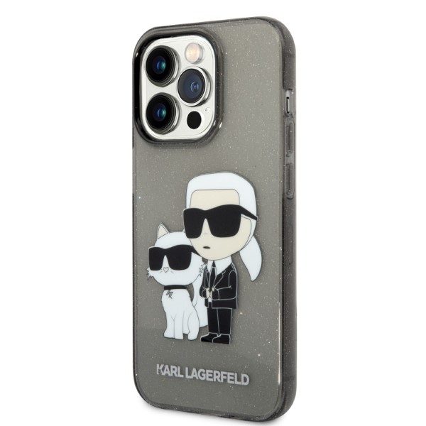 323986_oryg Karl Lagerfeld case for iPhone 14 Pro Max 6,7" KLHCP14XHNKCTGK black hardcase Gliter Karl&Choupette