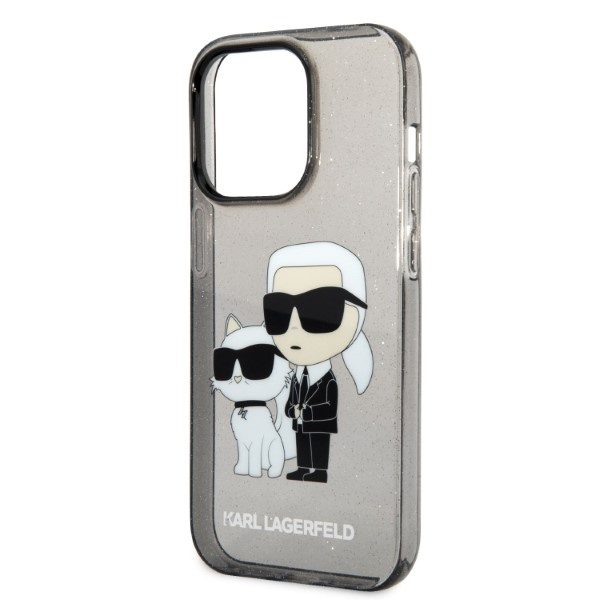 323990_oryg Karl Lagerfeld case for iPhone 14 Pro Max 6,7" KLHCP14XHNKCTGK black hardcase Gliter Karl&Choupette