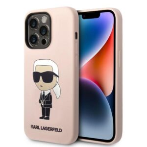 Karl Lagerfeld case for iPhone 14 Pro 6,1" KLHMP14LSNIKBCP pink hardcase Silicone Ikonik Magsafe