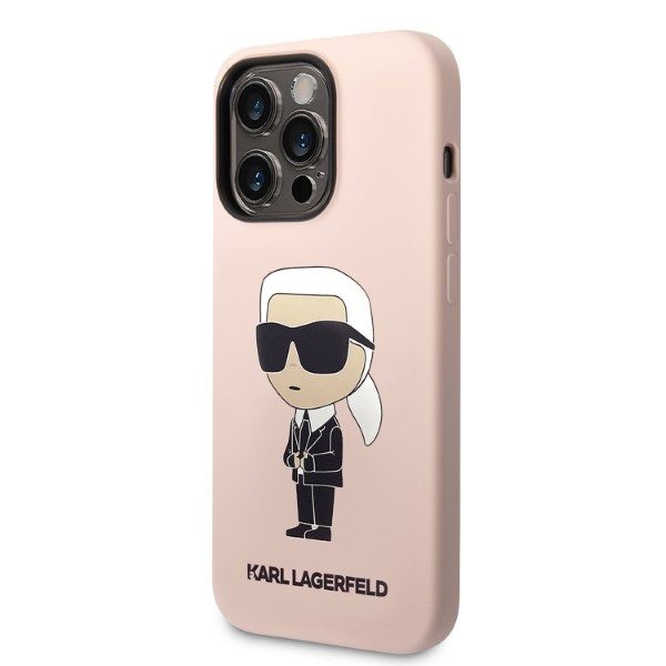 Karl Lagerfeld case for iPhone 14 Pro 6,1" KLHMP14LSNIKBCP pink hardcase Silicone Ikonik Magsafe