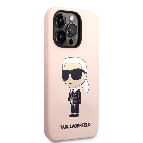 Karl Lagerfeld case for iPhone 14 Pro 6,1" KLHMP14LSNIKBCP pink hardcase Silicone Ikonik Magsafe