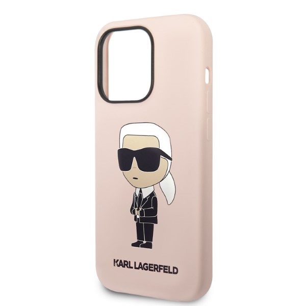 Karl Lagerfeld case for iPhone 14 Pro 6,1" KLHMP14LSNIKBCP pink hardcase Silicone Ikonik Magsafe