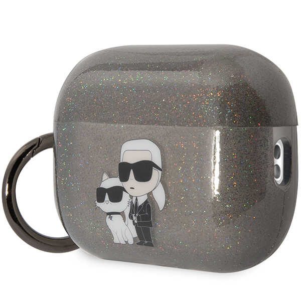 Karl Lagerfeld case for AirPods Pro 2 KLAP2HNKCTGK black TPU Glitter NFT Karl&Choupette