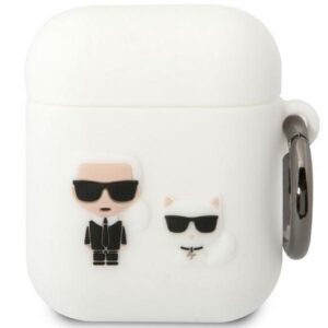 Karl Lagerfeld case for Airpods 1 / 2 KLACA2SILKCW white Silicone Karl & Choupette