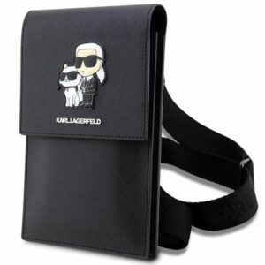 Karl Lagerfeld handbag for phone KLWBSAKCPMK black hardcase Phone Pounch Universal Saffiano K&C NFT