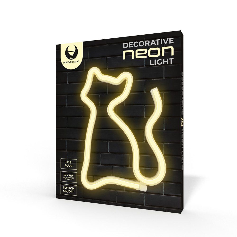 326272_oryg Neon LED Light CAT warm white Bat + USB FLNE03 Forever Light