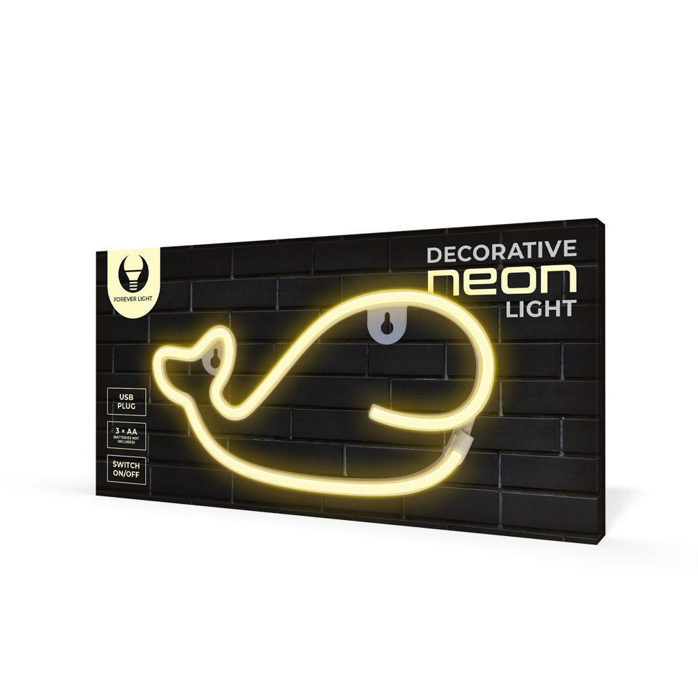326281_oryg Neon LED Light WHALE warm white Bat + USB FLNE09 Forever Light