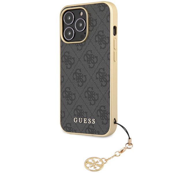328542_oryg Guess case for iPhone 14 Pro 6,7" GUHCP14XGF4GGR grey HC PU 4G Charm