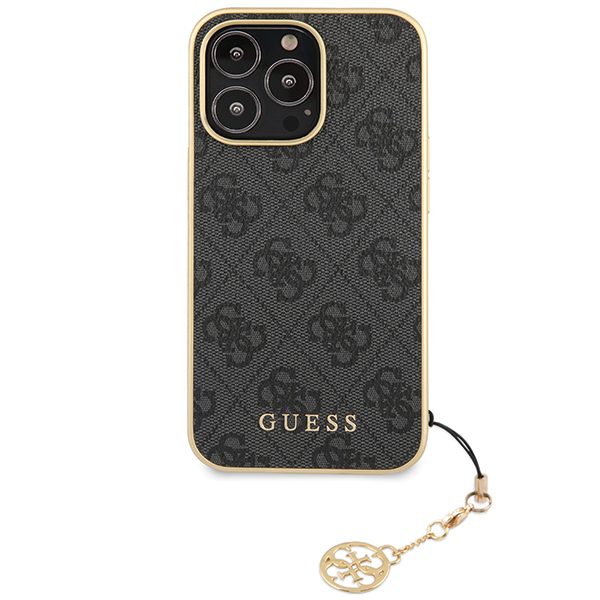 328543_oryg Guess case for iPhone 14 Pro 6,7" GUHCP14XGF4GGR grey HC PU 4G Charm