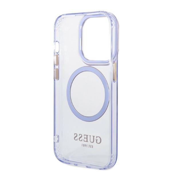 328563_oryg Guess case for iPhone 14 Pro 6,1" GUHMP14LHTCMU purple HC Magsafe Gold Outline Translucent