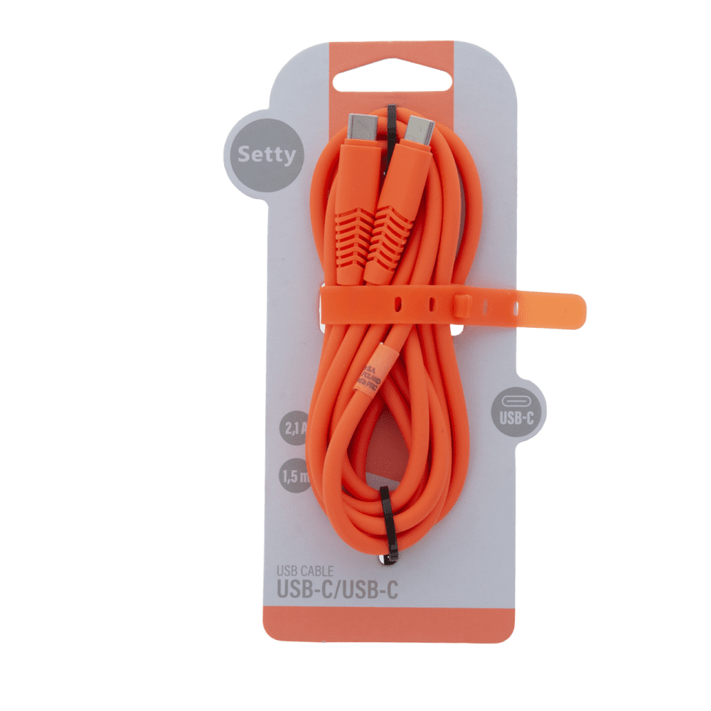 331714_oryg Setty cable USB-C - USB-C 1,5 m 2,1A KSC-C-1.5210 orange