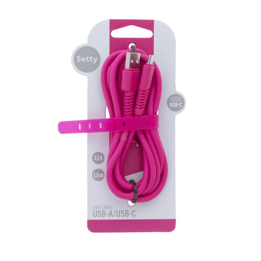 331755_oryg Setty cable USB - USB-C 1,5 m 2A KSA-C-1.526 pink