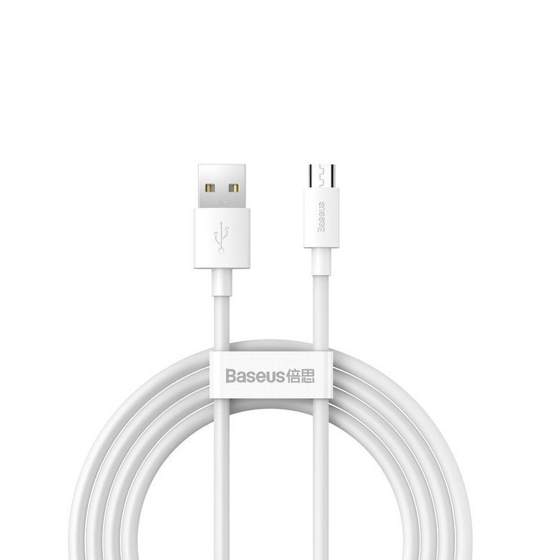 332453_oryg Baseus cable Simple Wisdom USB - microUSB 1,5 m 2,1A white 2 pcs