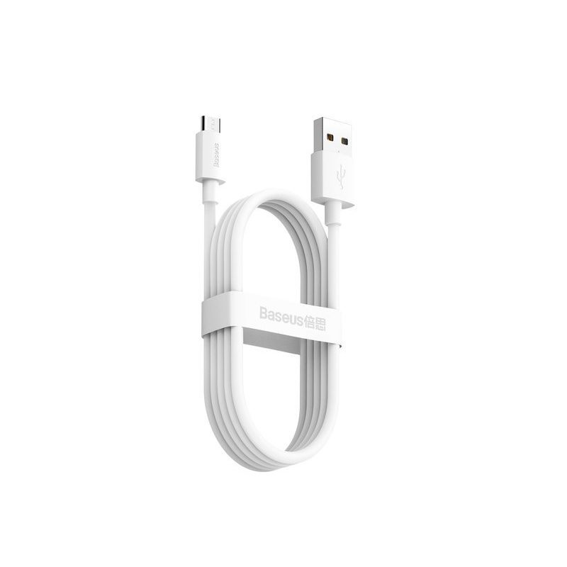 332455_oryg Baseus cable Simple Wisdom USB - microUSB 1,5 m 2,1A white 2 pcs