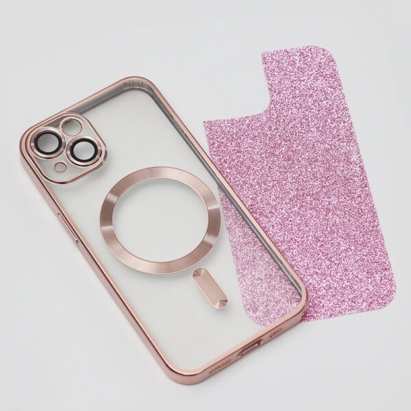 Glitter Chrome Mag case for iPhone 13 6,1" pink