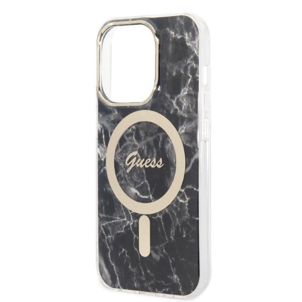 335273_oryg Guess set case + charger for iPhone 14 Pro Max 6,7" GUBPP14XHMEACSK black hard case Marble MagSafe