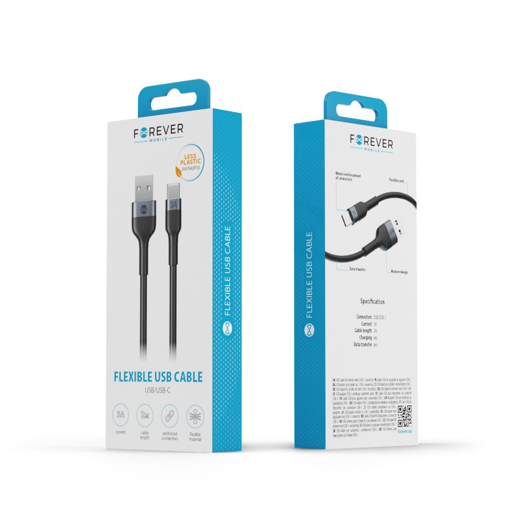 335945_oryg Forever Flexible cable USB - USB-C 1,0 m 3A black