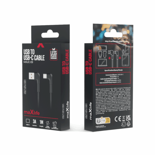 337246_oryg Maxlife MXUC-09 angle cable USB - USB-C 1,0 m 3A black