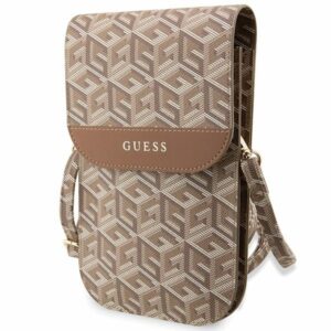 Guess bag for phone GUWBHGCFSEW brown Wallet GCube Stripe