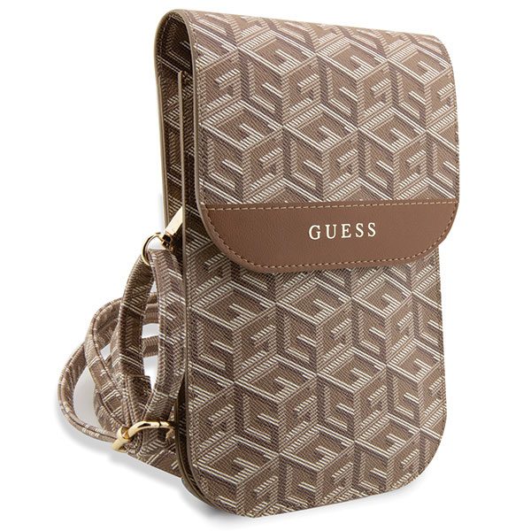 339030_oryg Guess bag for phone GUWBHGCFSEW brown Wallet GCube Stripe