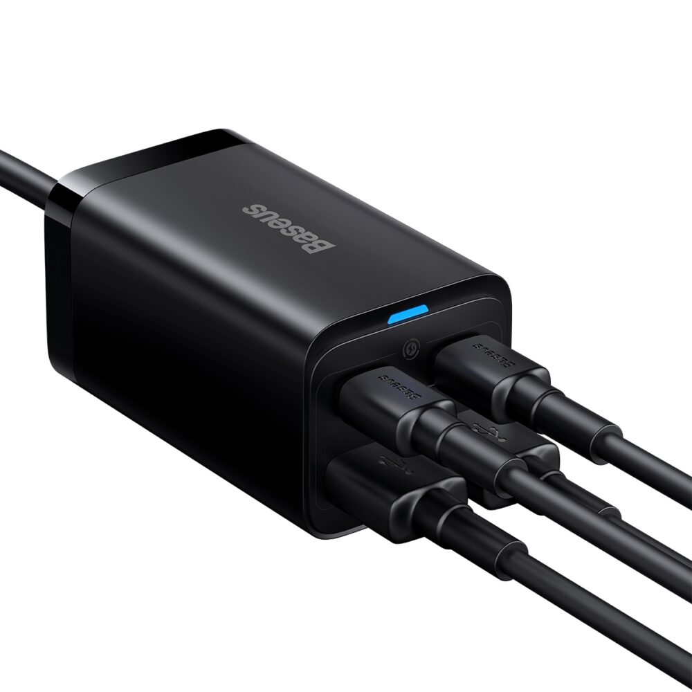 Baseus wall charger GaN3 Pro PD 65W 2x USB-C 2x USB black + USB-C - USB-C cable