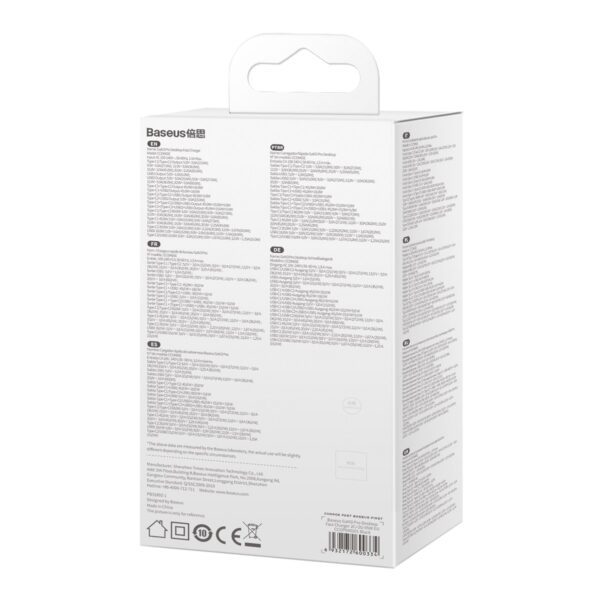 Baseus wall charger GaN3 Pro PD 65W 2x USB-C 2x USB black + USB-C - USB-C cable