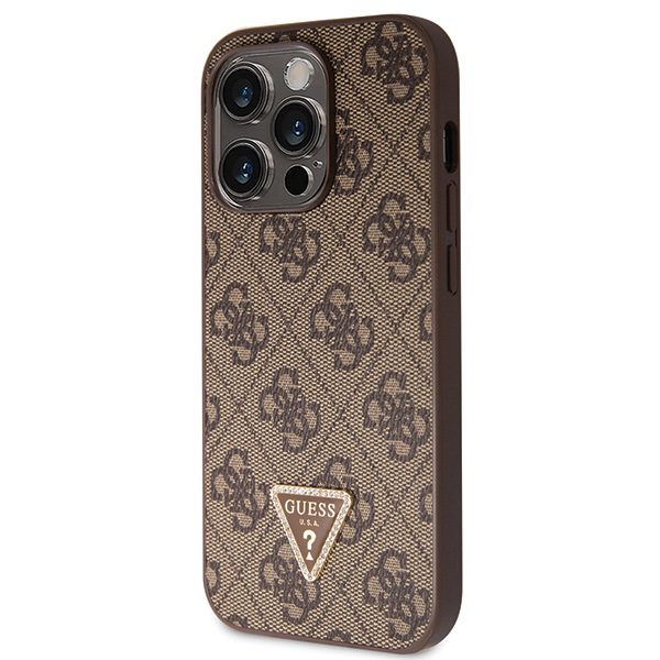 339938_oryg Guess case for iPhone 14 Pro 6,1" GUHCP14LP4TDSCPW brown HC PU Leather Metal Logo Strass Crossbody