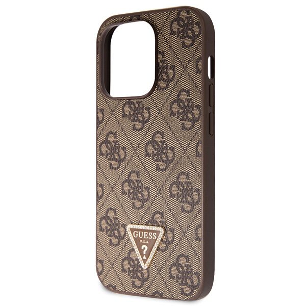 339943_oryg Guess case for iPhone 14 Pro 6,1" GUHCP14LP4TDSCPW brown HC PU Leather Metal Logo Strass Crossbody