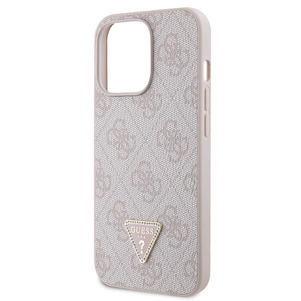 339985_oryg Guess case for iPhone 13 Pro 6,1" GUHCP13LP4TDSCPP pink HC PU Leather Metal Logo Strass Crossbody