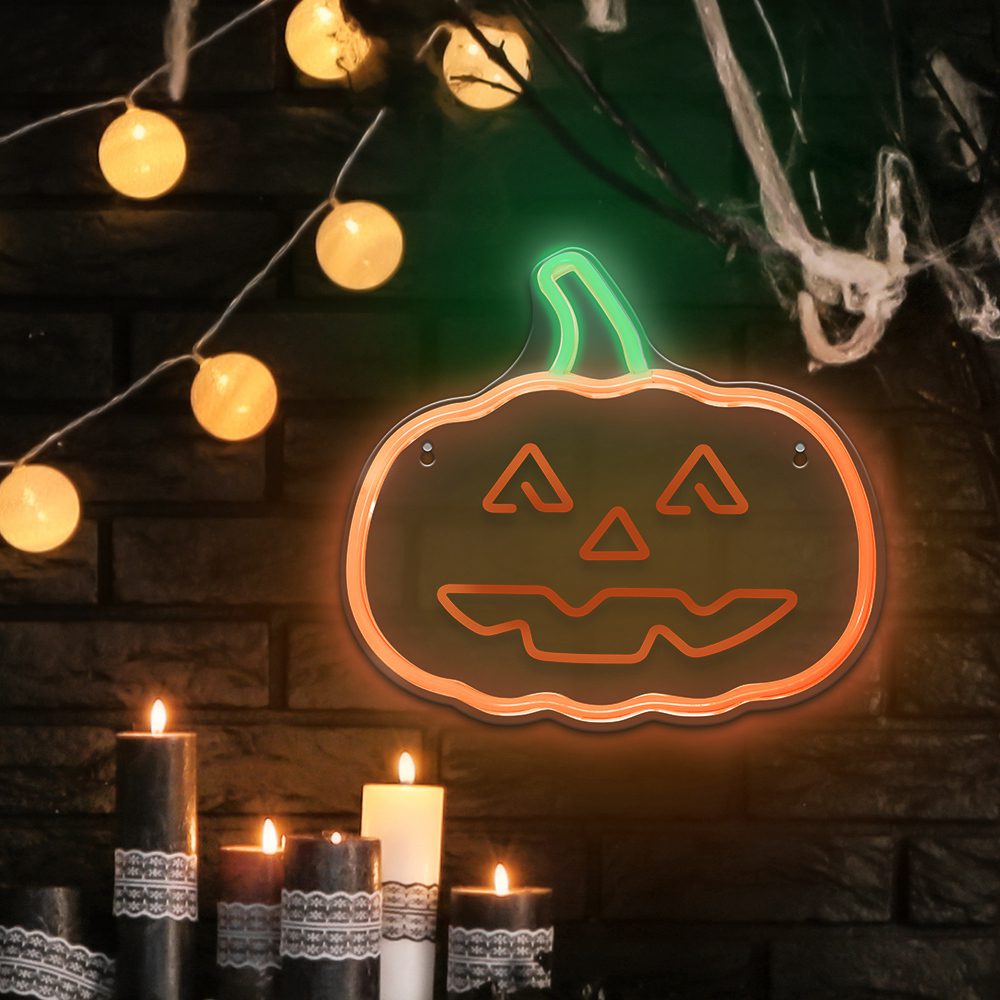 342641_oryg Neon PLEXI LED HAPPY PUMPKIN orange green FPNE10 Forever Light