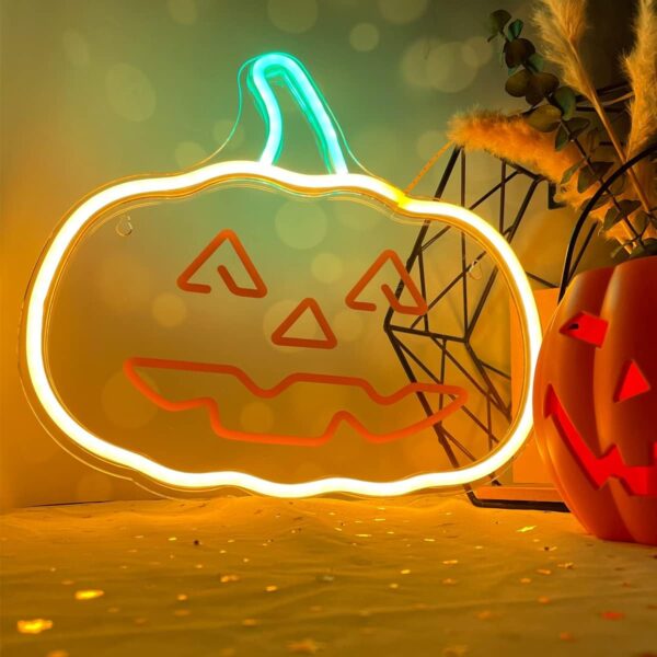 342679_oryg Neon PLEXI LED PUMPKIN WITH STEM orange green NNE13 Neolia